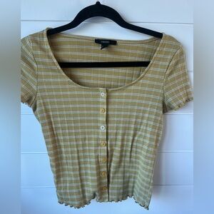 Forever 21 Striped Cropped Tee Medium
